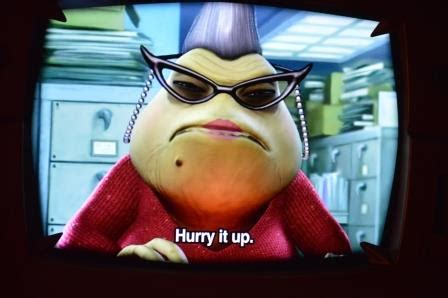 receptionist in monsters inc|monsters inc lady at desk.